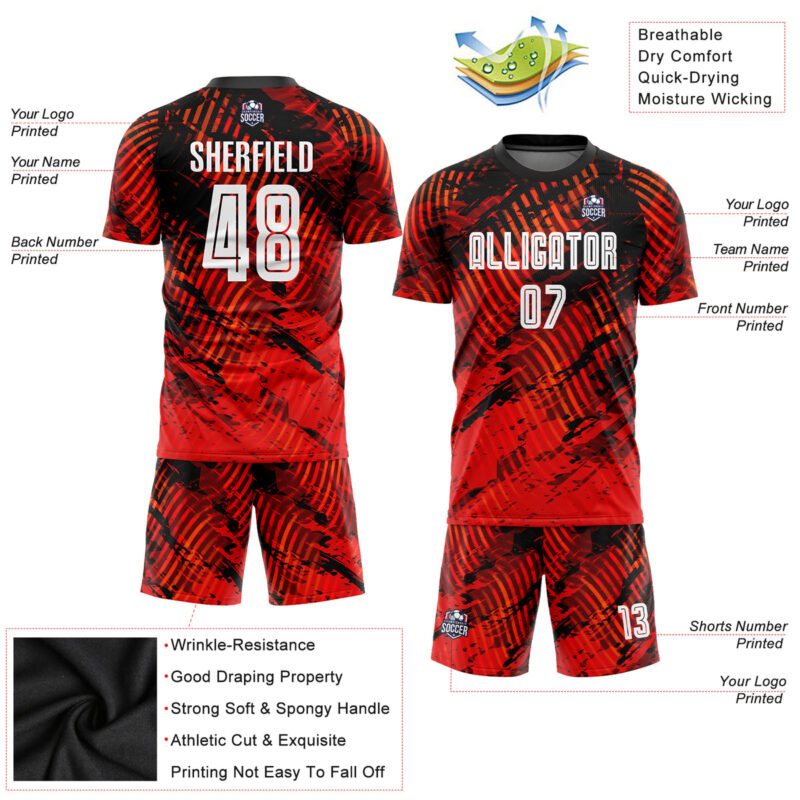 Custom Red White-Black Sublimation Soccer Uniform Jersey - Image 5