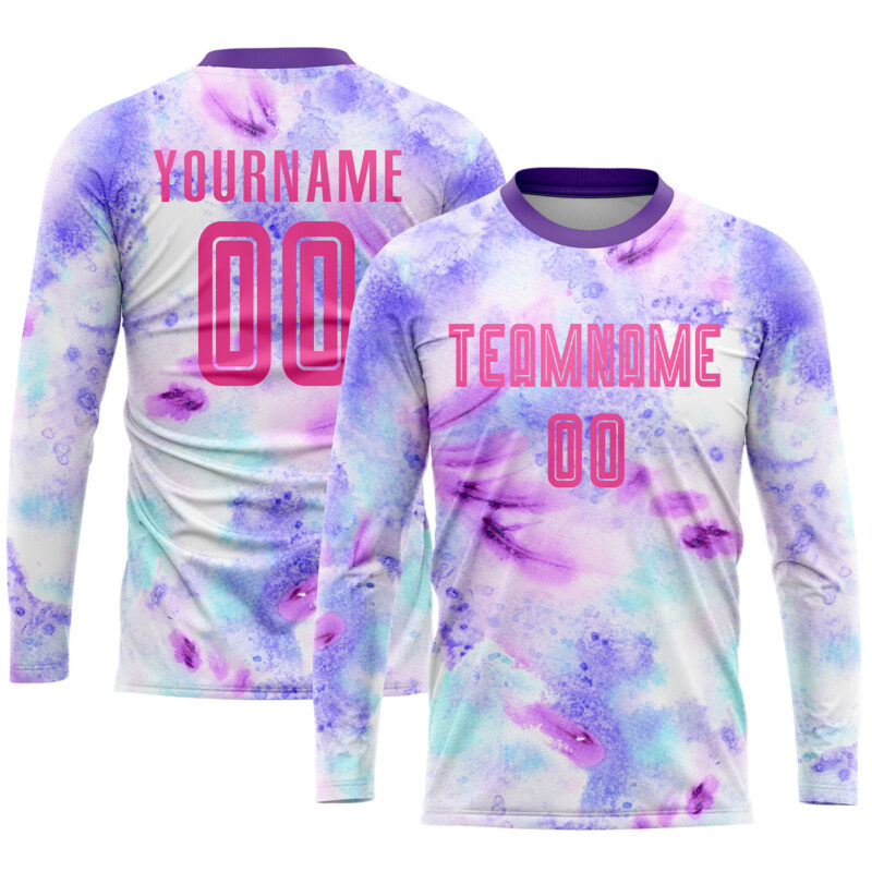 Custom Tie Dye Pink-Purple Sublimation Soccer Uniform Jersey - Image 3