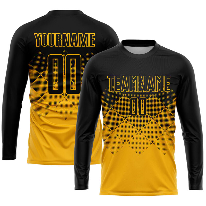 Custom Gold Black Sublimation Soccer Uniform Jersey - Image 3