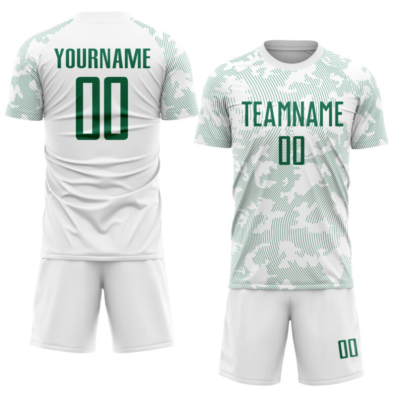 Custom White Kelly Green Sublimation Soccer Uniform Jersey - Image 2