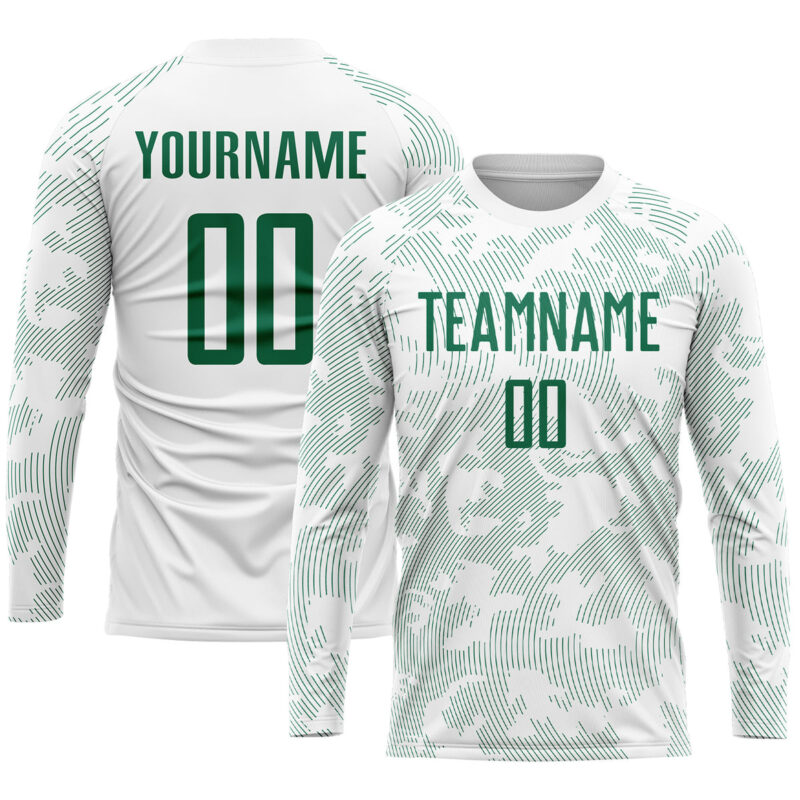 Custom White Kelly Green Sublimation Soccer Uniform Jersey - Image 3