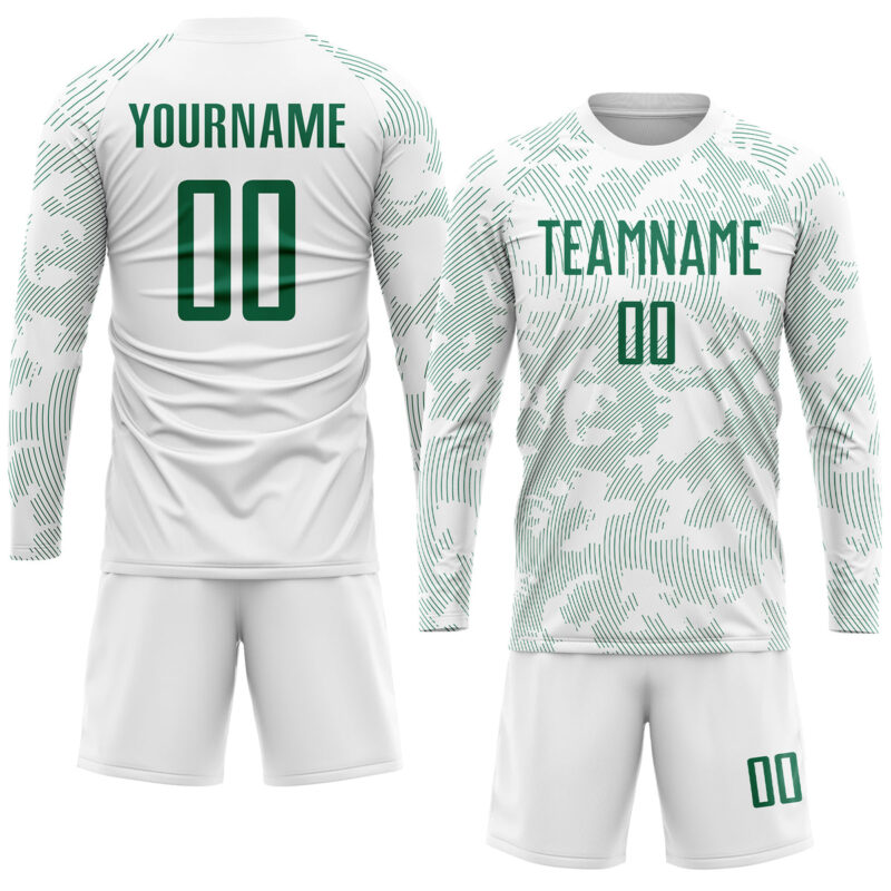 Custom White Kelly Green Sublimation Soccer Uniform Jersey - Image 4